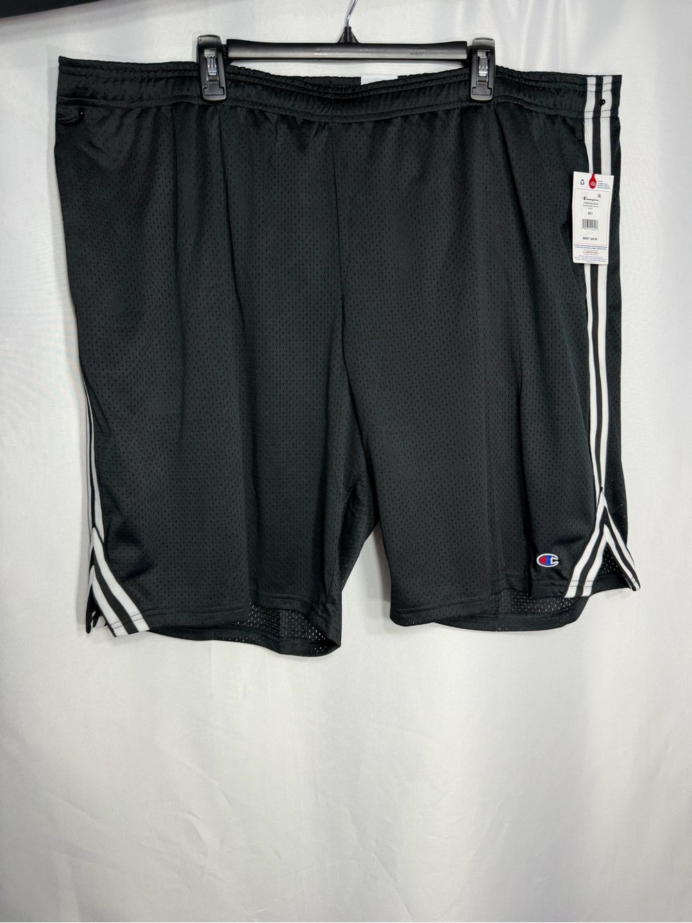 Champion Black Athletic Mesh Shorts with White Stripes size 4x